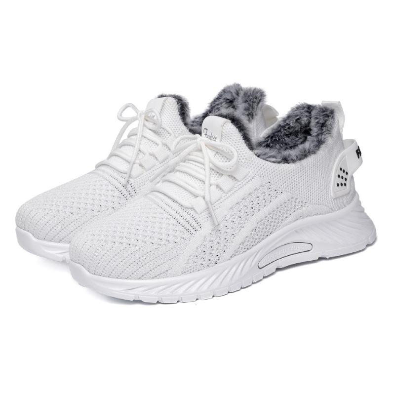 Autumn Knit Mesh Slip On Walking Shoes, Breathable Soft Sole Casual Lazy Sneakers 36