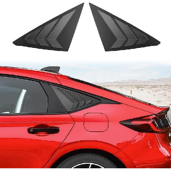CKE For 11Th Gen Civic Hatchback Compatible With Honda Civic 2026 2025 2024   Accessories Sport Car Exterior Rear Side Window Louvers Air Vent Scoop