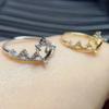 Adjustable Heart-Shaped 6x6mm S925 Silver Ring In White & Gold Colors