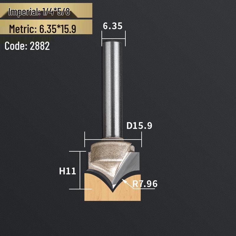 Professionelles 1/2" Schaft Wolframstahl Spitzschnitzmesser & 1/4" Schaft Trimmer Fräser für Holzbearbeitung