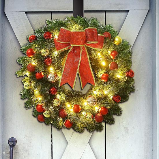 Ghirlanda Di Natale In Pino Artificiale 148 Foglie - Verde Per Interni/Esterni, Decorazione Casa, Camino, Porta, Giardino