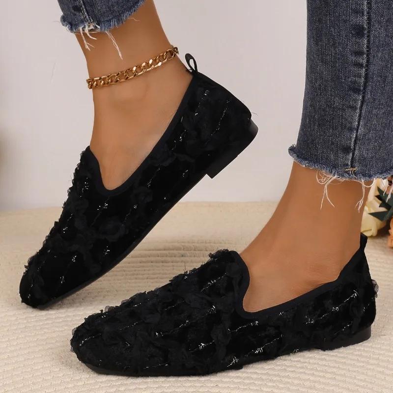 Shoes for Women 2025 High Quality Slip On Women's Flats Plus Size Casual Flats Women Round Toe Soft Bottom Outdoor Ladies Shoes
