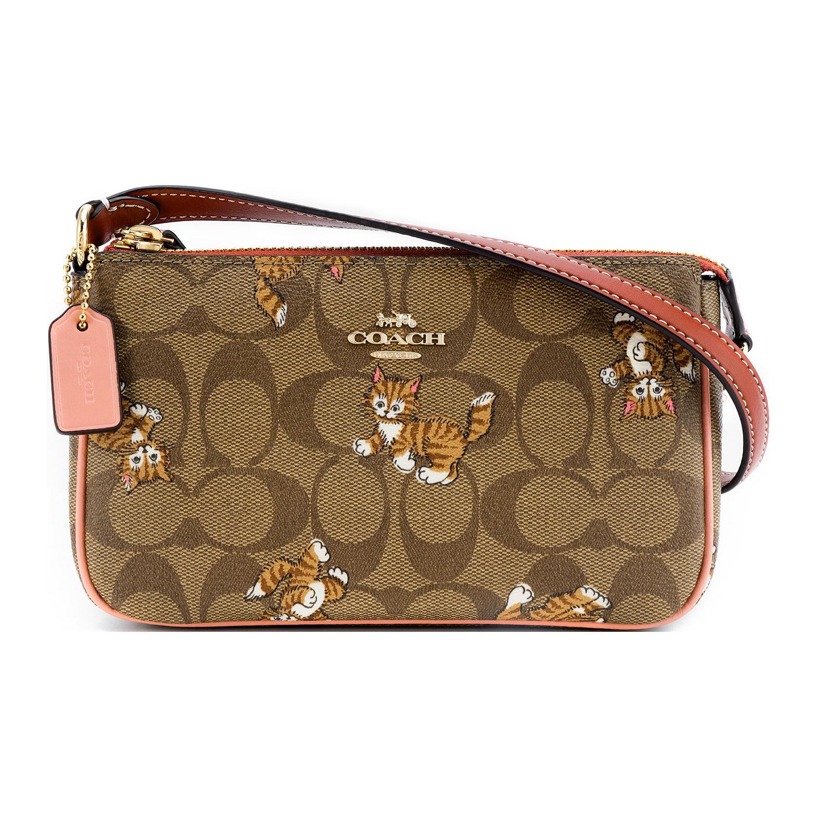 

Новая сумка через плечо COACH Nolita Iconic из канвы с покрытием и гладкой кожи, сумка-труба, женская, хаки, монограмма CC418-IME7V 19.1*5.1*11.4CM