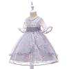 Embroidered Flare Sleeve Princess Mesh Dress for Girls
