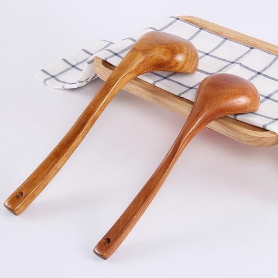 Japanese Solid Wood Soup Ladle Long Handle Hot Pot Spoon Kitchen Cooking Utensil