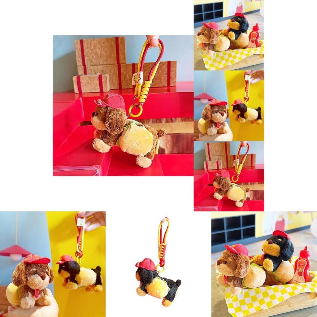 Original Plush Sausage Dog Hamburger Keychain With Soft Cartoon Style Design