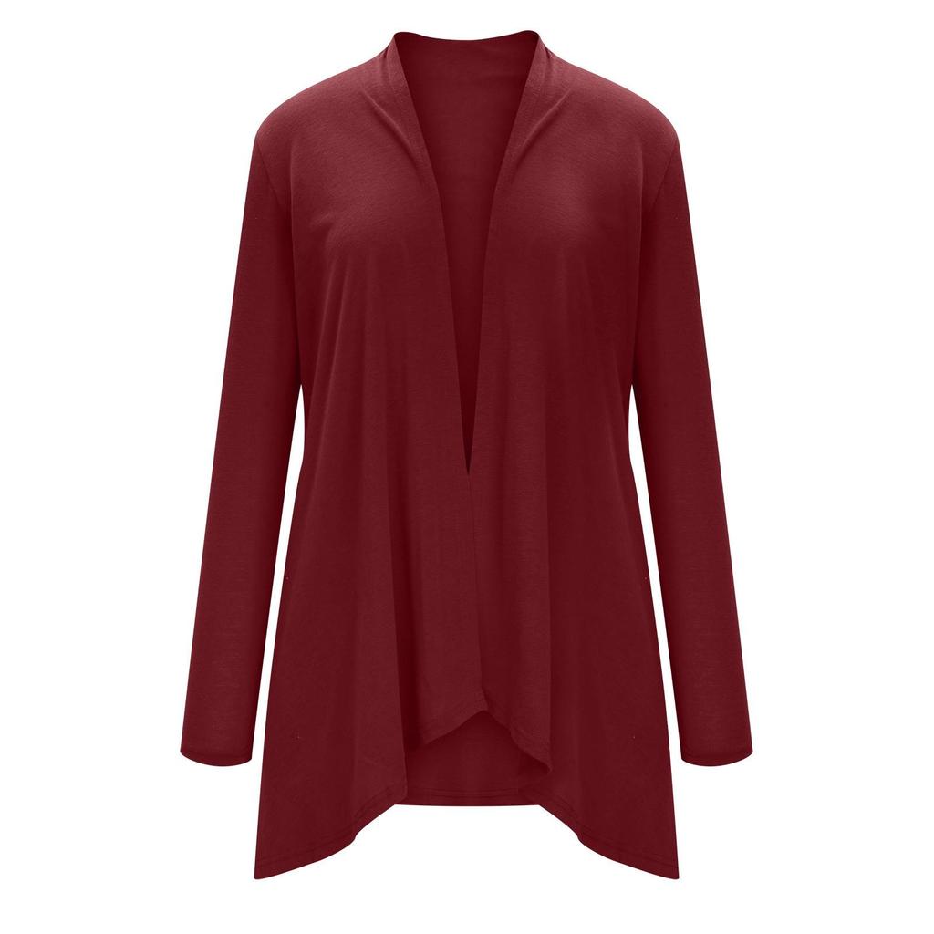 European and American Women's Knit Long Sleeve Solid Cardigan with Pockets - In Stock