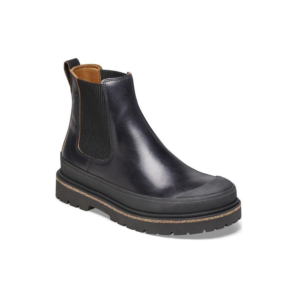 Birkenstock Prescott Slip On Leather British Style Vintage Round Toe Short Chelsea Boots Women boots Black 1025218