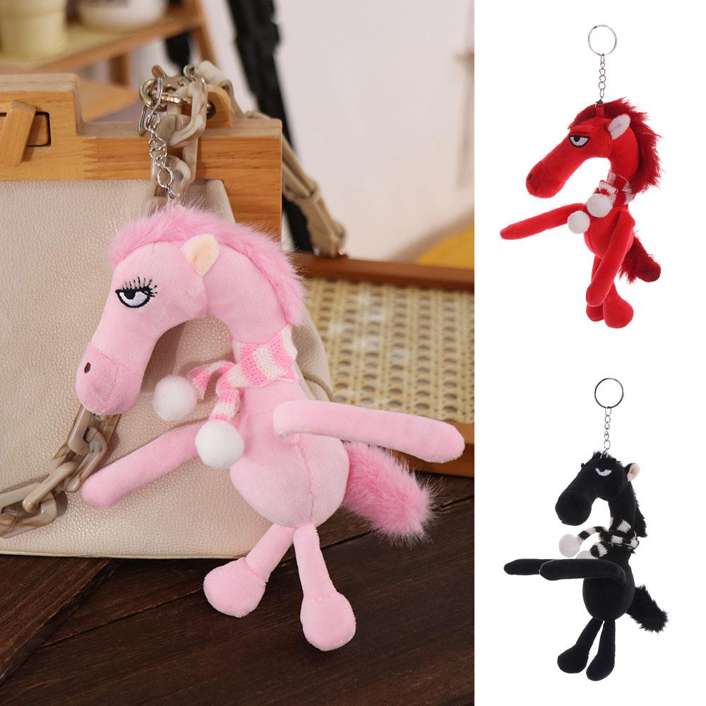 Cute Cartoon Horse Keychain Craftsmanship Fantasy Style Pony Plush Doll Pink With Scarf Simulation Horse Toy Children Toy