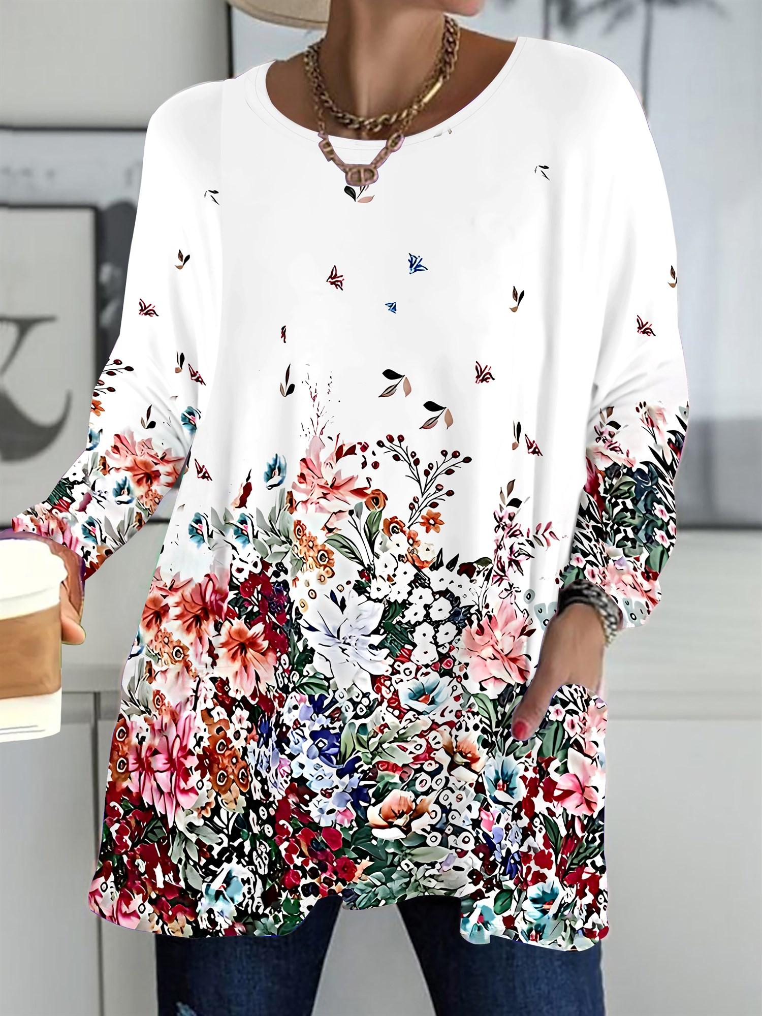 

2025 Autumn Winter New Plus Size Women s Tops, Marbling 3D Print Fashion Crew Neck Long Sleeve T-Shirts 1XL белый