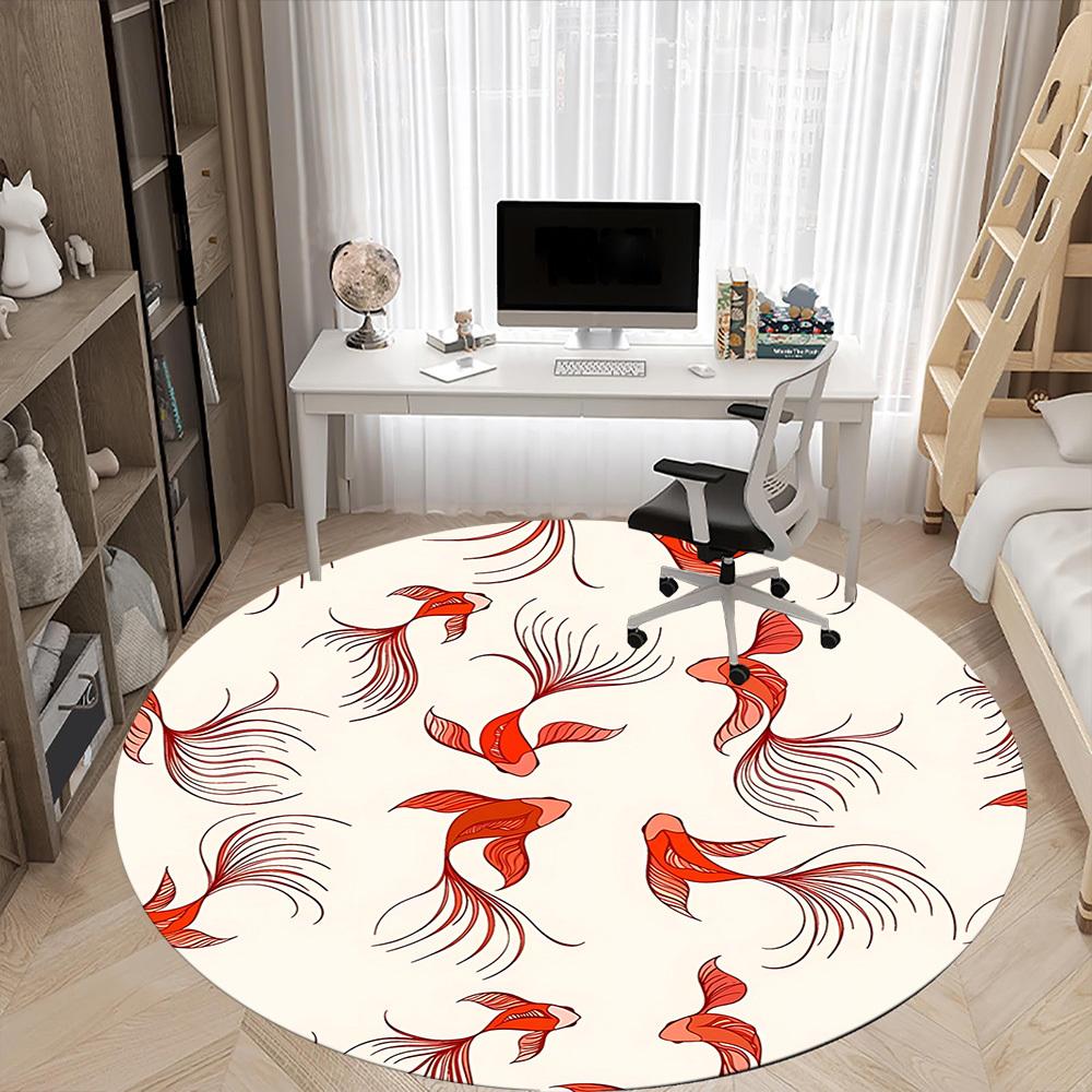1pc Goldfish Pattern Chair Carpet for Office, Soft Flannel Throw Mat, Perfect for Office, Holiday Party Decoration Choice yy260209086