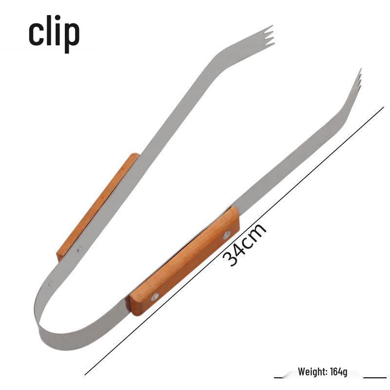 Stainless Steel BBQ Tongs with Wooden Handle (2-Pack)