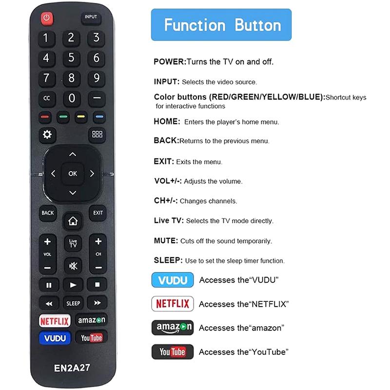 1 Piece For Hisense Tv Replacement Universal Infrared Remote Control Compatible With All High-Definition Android Smart Tvs