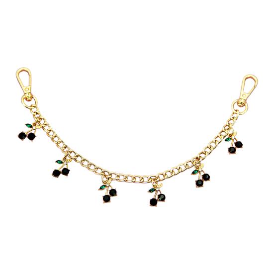 Rhinestone Cherry Bag Charm Cute Cherry Charm with Chain Sparkling Purse Charm for Women Handbag Clutch Tote Bag
