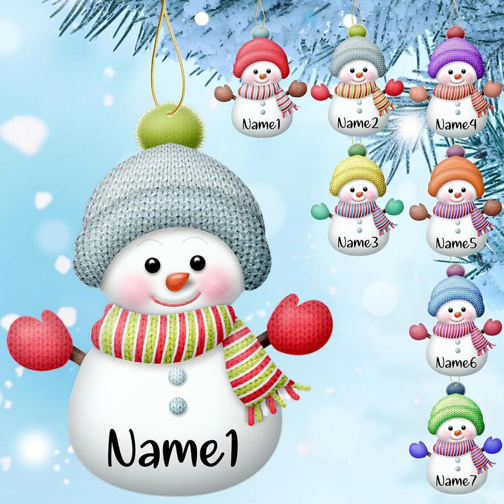 Christmas Acrylic 2D Snowman Ornament, Hanging Decor for Car Mirror, Backpack, Tree with Hook, Festive Gift Accessorie