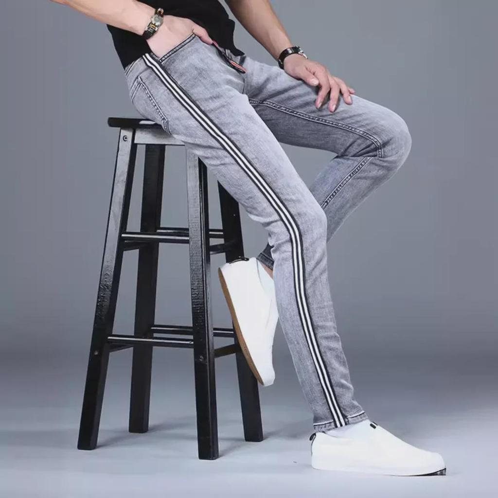 2024 Men's Slim Fit Elastic Jeans - Trendy Spring & Autumn Casual Pants