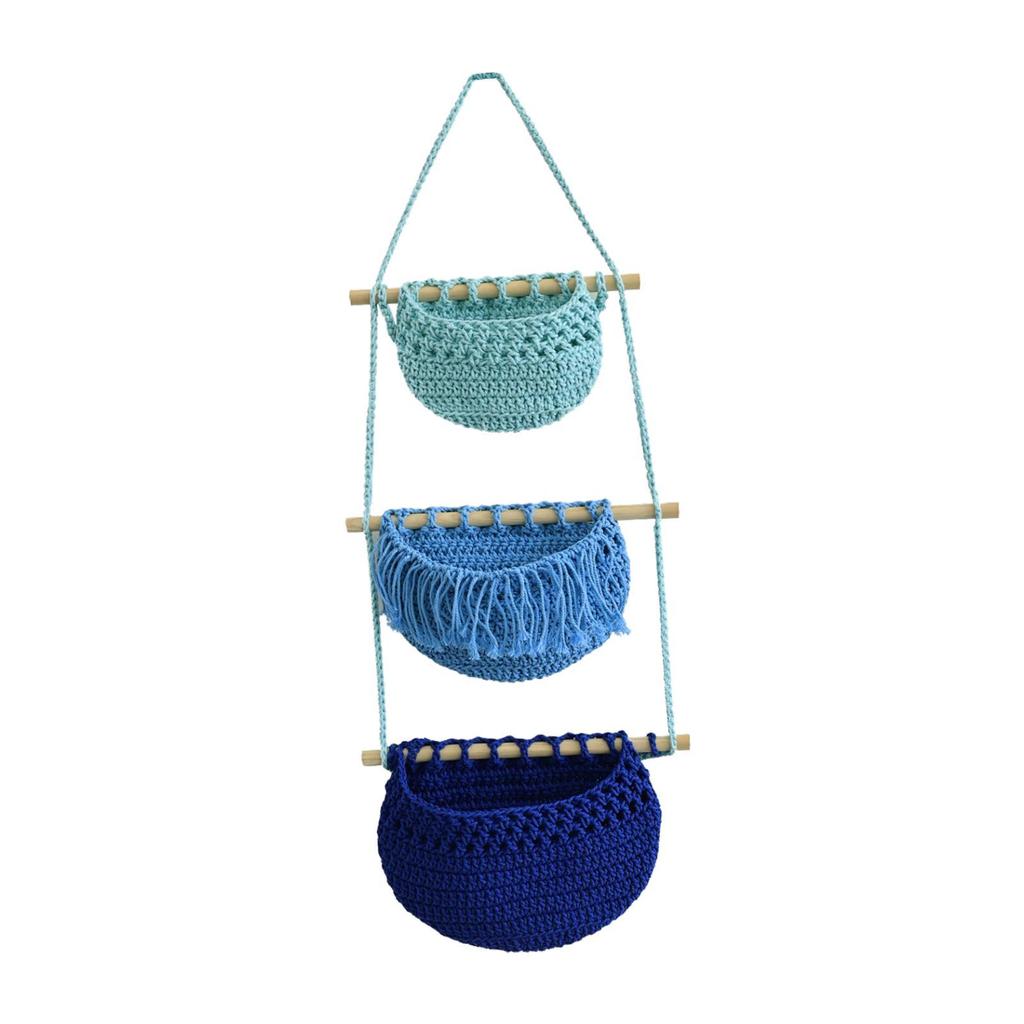 Macrame Hanging Basket Indoor Plant Holder Cotton Rope Wall Hanging Net Pockets for Organizing Garlic Vegetables Onion Kitchen
