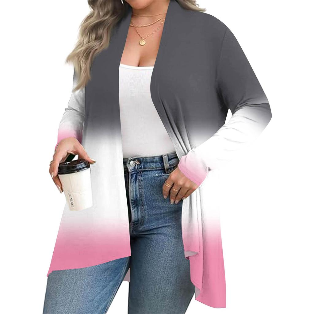 Women's Fall And Winter Fashion Casual Print Long Sleeve Mid-Length Cardigan Jacket