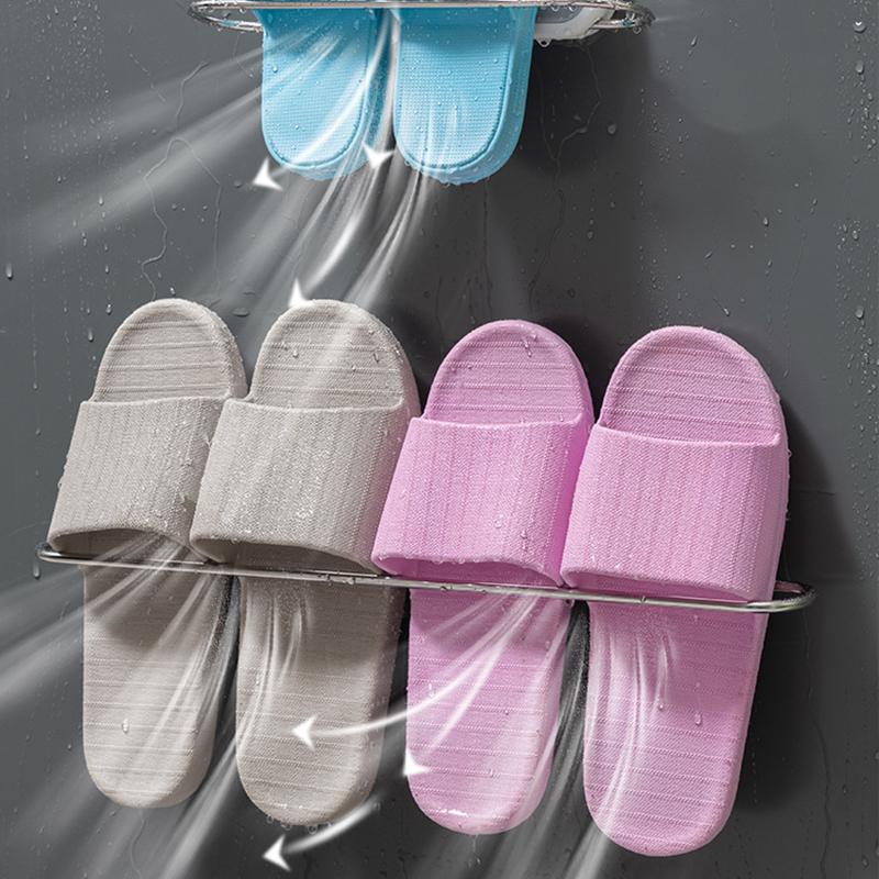 Punch-free Foldable Towel Bar Adhesive Hanging Slippers Organizer Storage Rack Door Mounted For Kitchen Shoes 46cm Long