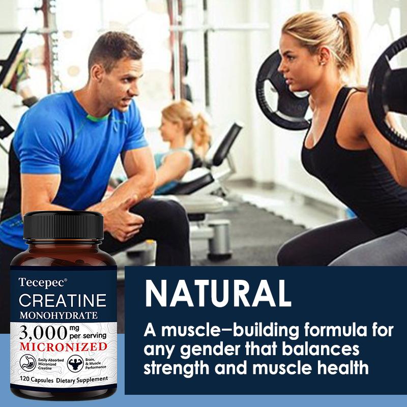 Creatine Monohydrate Dietary Supplement, 3000 Mg Per Serving, 120 Capsules Per Bottle