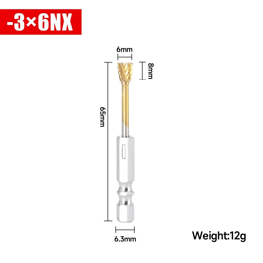 Tungstens Carbide Burr Set Hex 1 4 Inch Titanium Coated 10 Piece Rotary File Milling Cutter For Woodworking Metal Stone