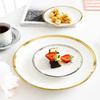 Ceramic Plate Round White Phnom Penh Silver 6/8/10Inch Edge Nordic El Bone Porcelain Western Snack Dish Home Kitchen Supplies