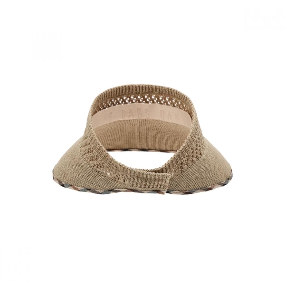 Daks Beige Linen Blend Check Pattern Packable Sun Cap Dche6e108i2