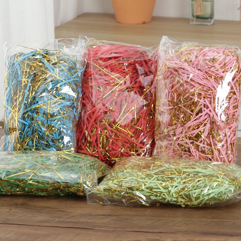 Festive Gold Thread & Paper Raffia Filler for Wedding Candy Box Gifts with Luminous Gold Foil Shreds, 2025 Edition
