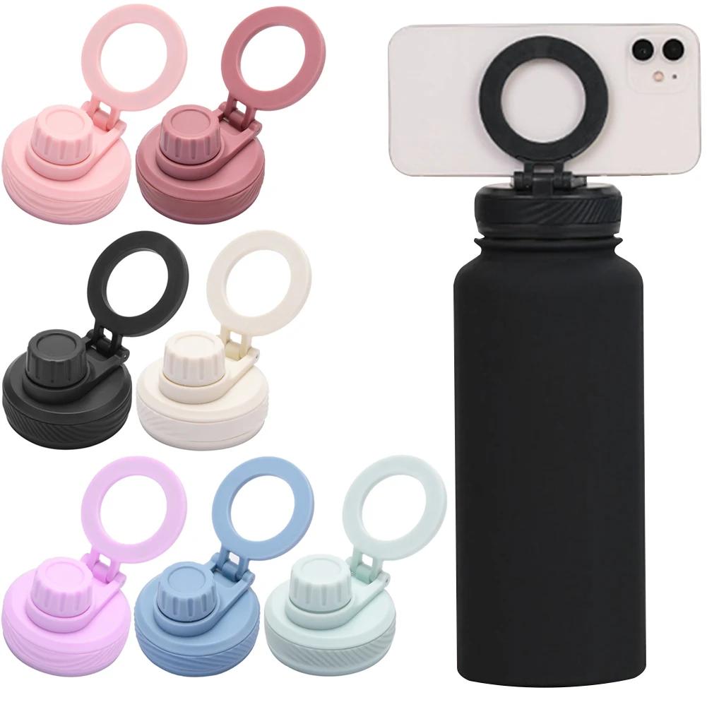 Sports Water Bottle Lid with Cellphone Magnetic Stand 1000ML Insulated Stainless Steel Sports Water Bottle Thermal Water Cup Lid