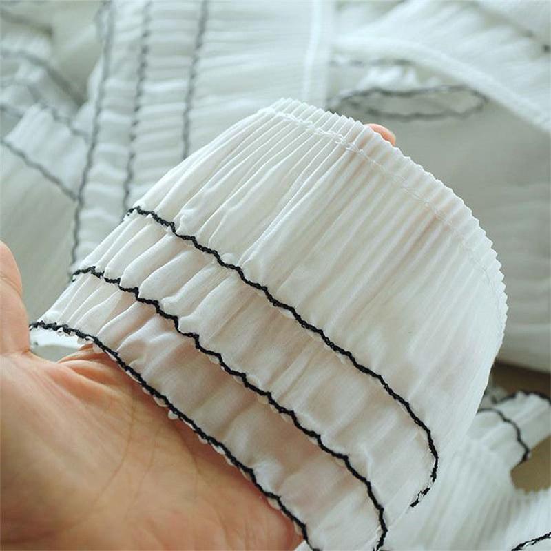 

5 Yards 3 Layer Pleated Chiffon Ruffle Trim Ribbon 10cm Width Lace Collar Applique DIY Dress Sewing Tassel Fringe Hem Decor 5yard