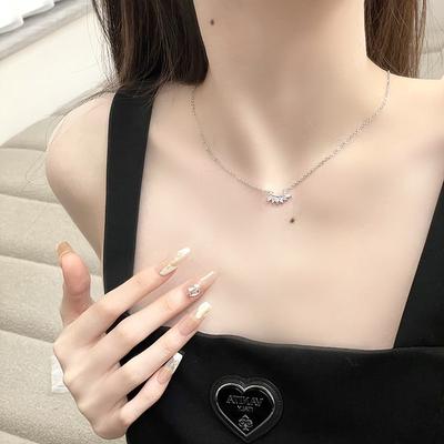 Simple And Fashionable Zircon Necklace Full Of Diamonds, Female Student Mori Pendant, Light Luxury, High-End Clavicle Chain Tide