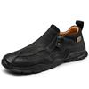 Men's Low-top Leather Shoes Zipper Casual Sneakers Plus Size 39-46