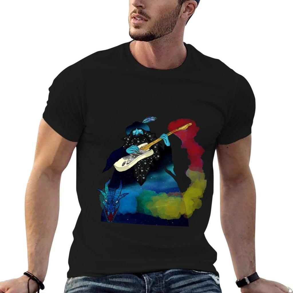 Guitar Playing Wizard Tshirt Unisex Graphic T Shirt T Shirts For Unisex Cotton Funny Printed T Shirts For Unisex Tshirt