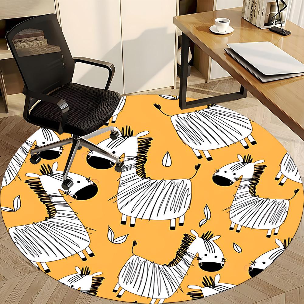 1pc Zebra Pattern Office Round Area Rug, Indoor Mat Suitable For Office, Under Office Chairs Bedroom Living Room Home Decor, Room Deco177