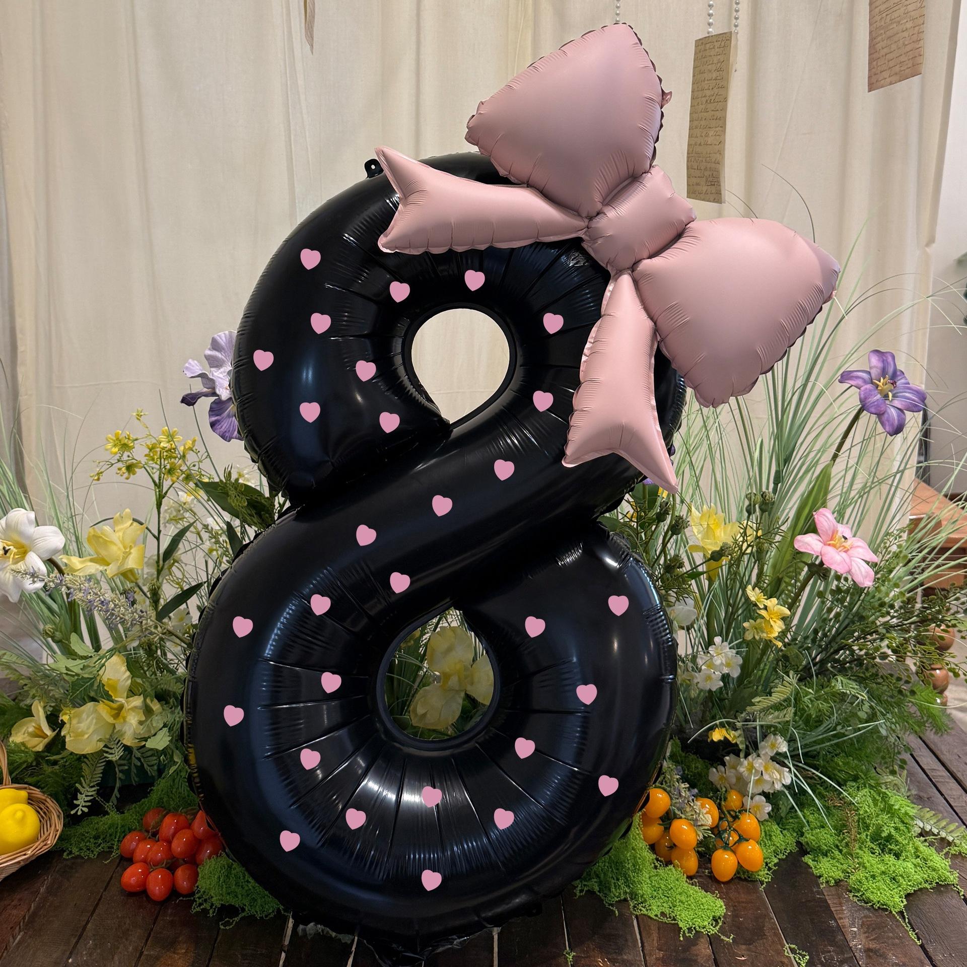 

Черные фольгированные шары с розовым бантом 40 дюймов шар на день рождения DIY номер детский подарок для девочек украшение для вечеринки Baby Shower реквизит для фото Number&40inch