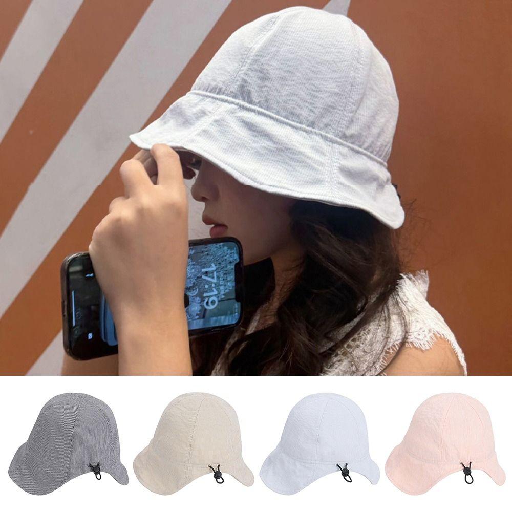 Fashion Breathable Fisherman Hat Big Eave Foldable Bucket Hat Adjustable Summer Hat Women