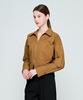 Depassion Crop Long Sleeve Oversized Zipper Collar Shirt Jacket (Brown)