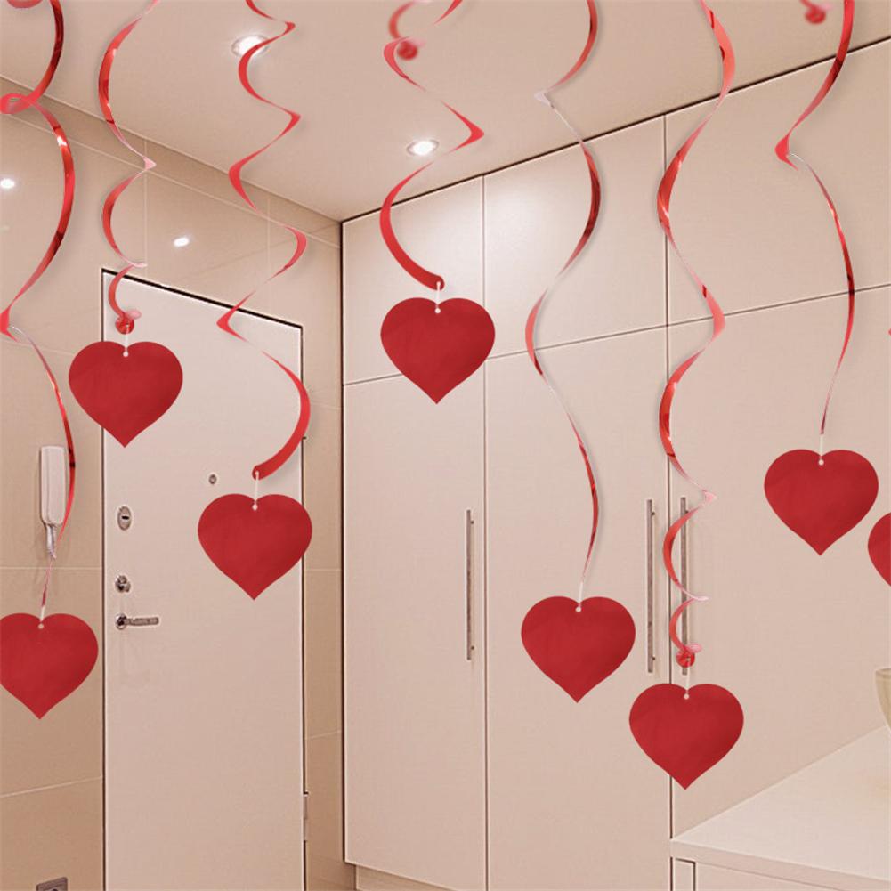 1pack Heart Shape Pendant Pvc Spiral Party Pendant Garland For Wedding Valentine's Day Party Decoration"