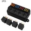 12 Way Blade Fuse Box with Paddle/Fuse Terminal 4 Pin 12V40A Relay for Car