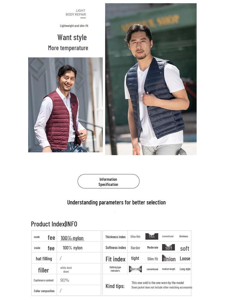 Men's 2025 Woodpecker Down Vest - Lightweight, Warm, Close-fitting Sleeveless Jacket for Middle-aged and Young.