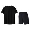 Li-Ning Einfarbiges Logo Rundhals Schnelltrocknendes Atmungsaktives Kurzarm-T-Shirt Sport Laufen Fitness-Shorts Set Herren Sportbekleidung YTST073-2+AKST633-1