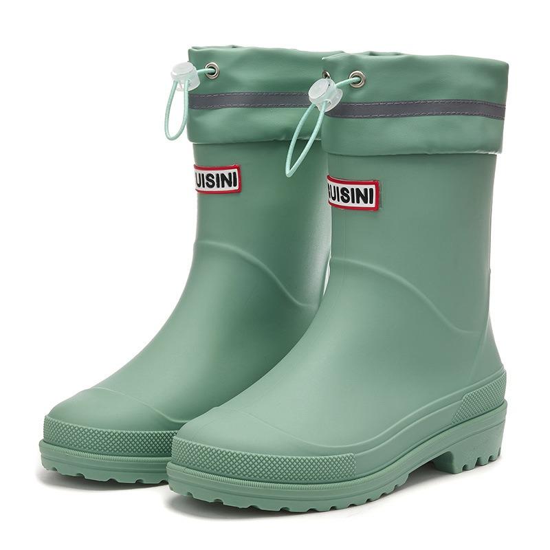 New rain shoes women's velvet warm rain boots waterproof and non-slip medium tube water boots adult kitchen car wash shoes glue shoes