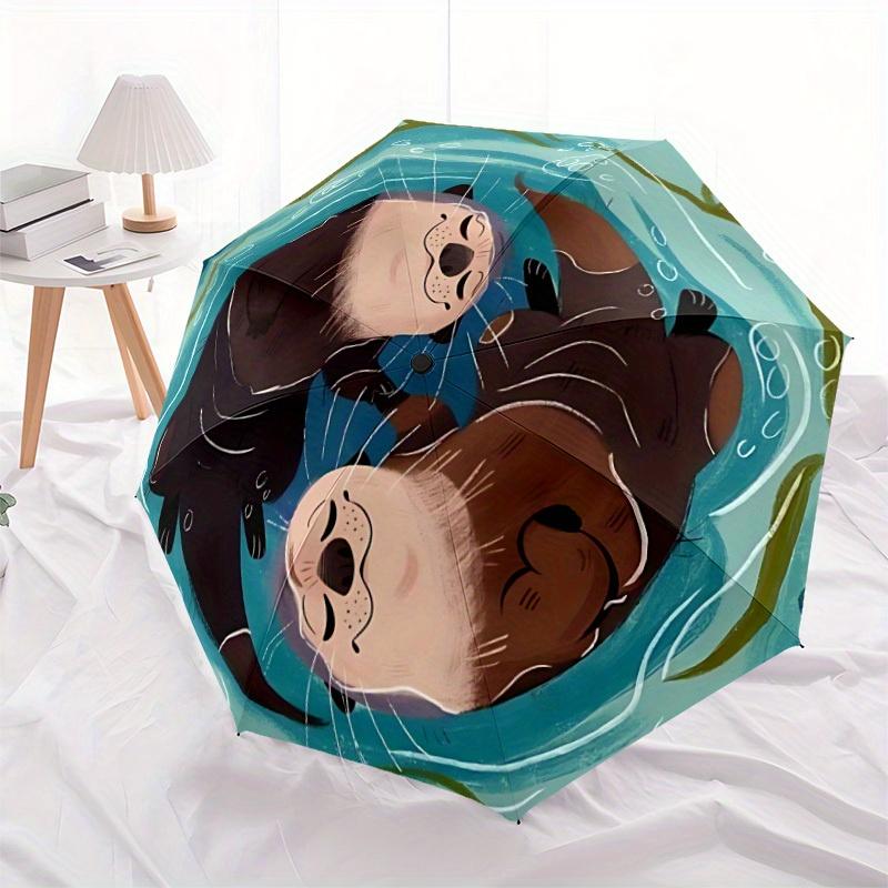 1pc Otters Water Auto Open/close, All-Season Portable Folding Umbrella for Women & Men, Travel, Everyday, Formal Events - Compact Luxury Parasol, Outd