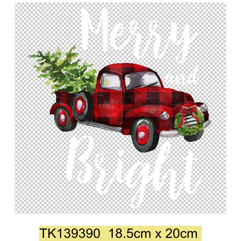 Christmas Tree Deer Heat Transfer Adhesive Patches T-Shirt Appliques Clothes Children's School Bag Decoration Print Holiday Gift