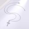 White Gold-Plated Cross Pendant Micro-Paved Necklace, Non-Fading, Christmas Gift Jewelry