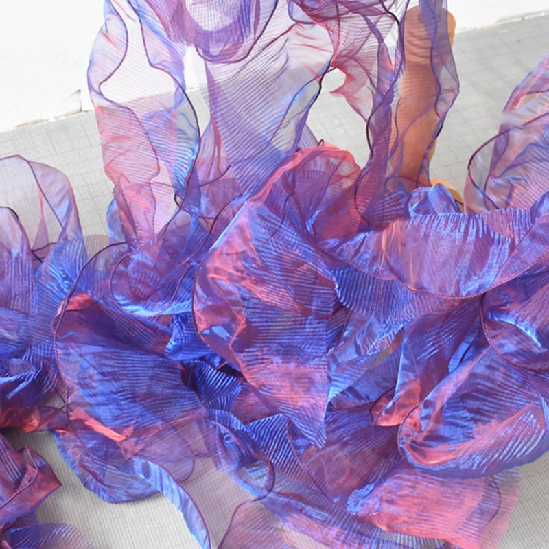 100x13cm Glasierter Organza-Spitzenbesatz Transparent Hart Falten Große Welle Plissierter Stoff DIY Nähen Brautkleid Kostüm Zubehör