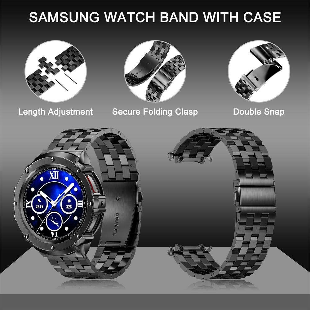 Classic Metal Case+Strap For Samsung Galaxy Watch 5 Pro 45mm Stainless Steel Band Correa Luxury Modification Kit For Samsung Watch 5Pro