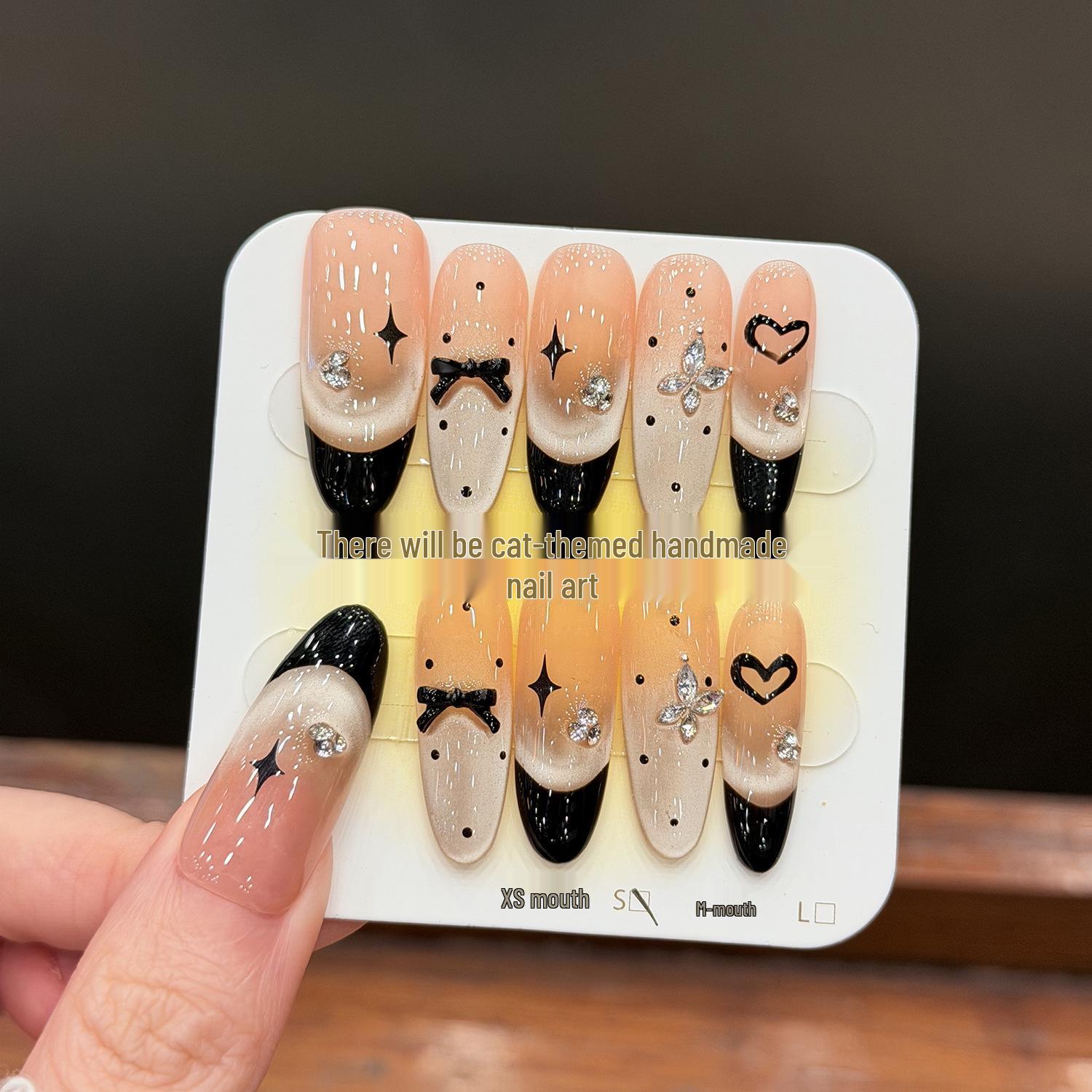 Brown Sugar Cool Explosive Flash Cat Eye Rhinestone Nails XS - Long Oval