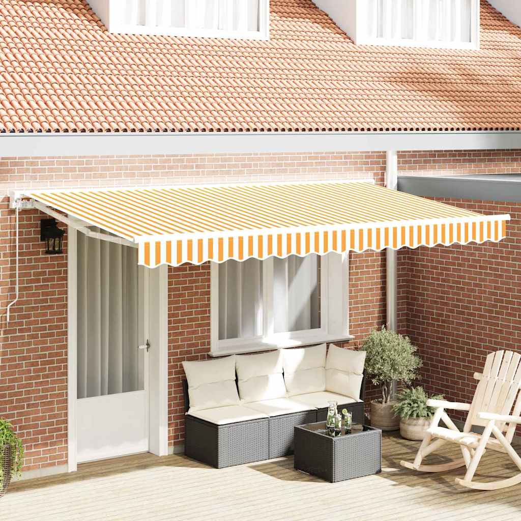 Yellow and White Retractable Awning Frame 350 x 200 cm