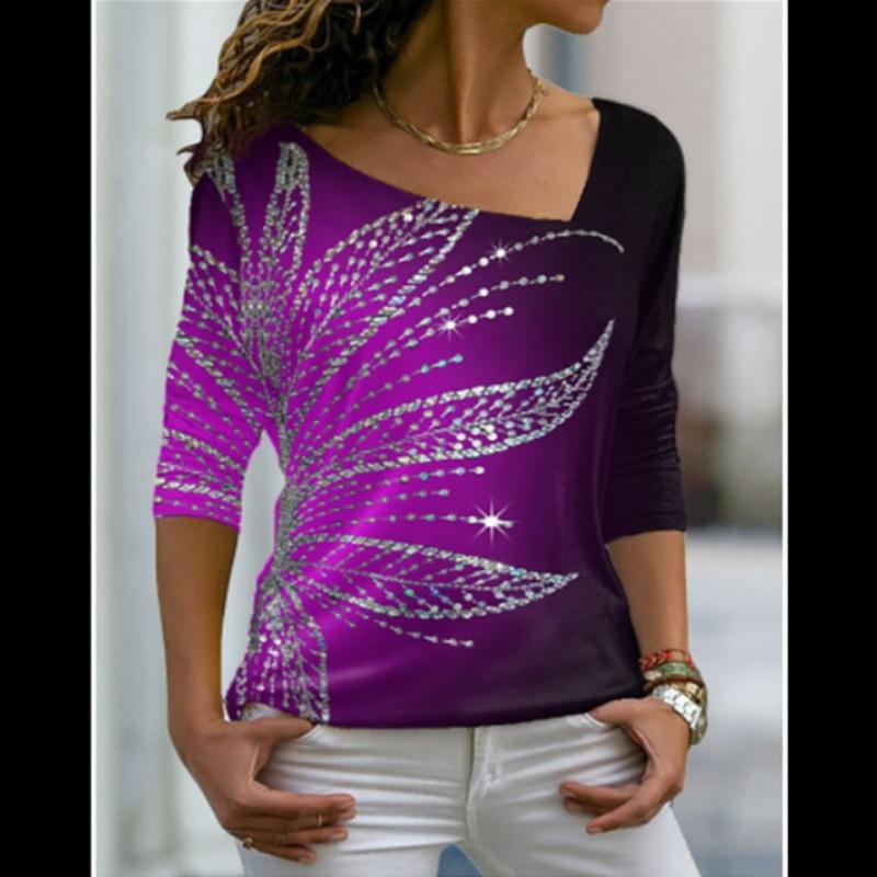 Модные женские футболки с нерегулярным диагональным воротником — фото 9